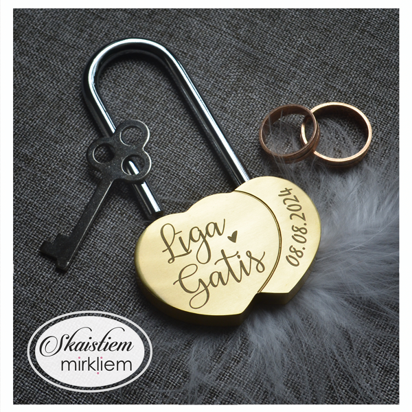 Kāzu slēdzene Līga un Gatis ar gravējumu