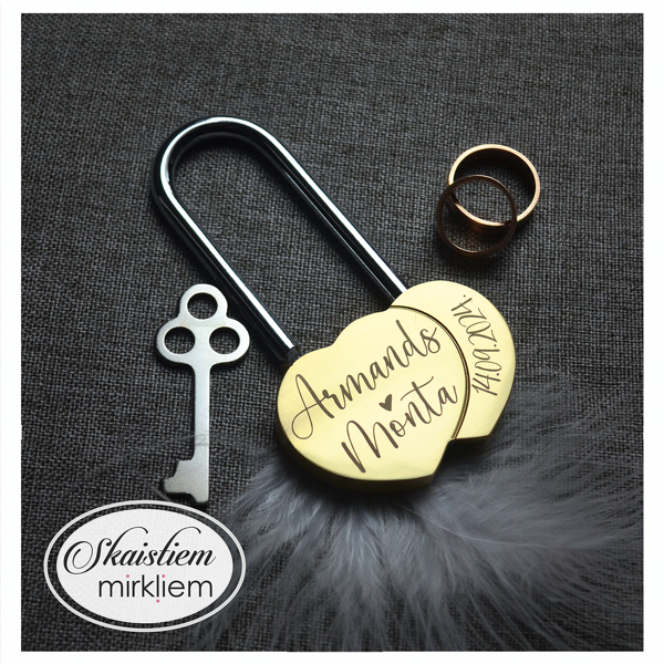 Kāzu atslēga ar gravējumu Armands un Monta, kāzu datumu