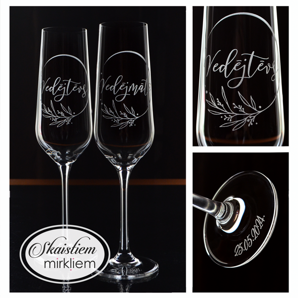 Kāzu glāzes vedējiem ar vārdiem Boho stila kāzām