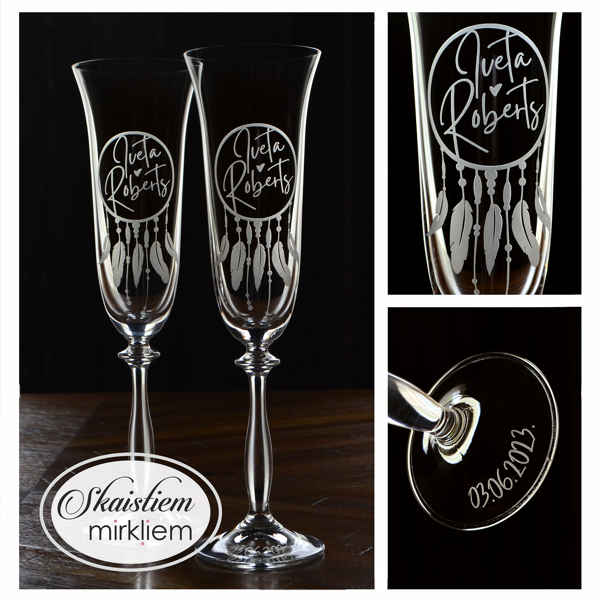 Elegants gravējums Ivetai un Robertam ar sapņu ķērāja Boho kāzām