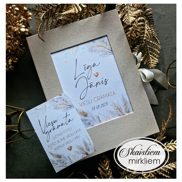 Personalizēta boho stila viesu grāmata ar anketām un vietu foto