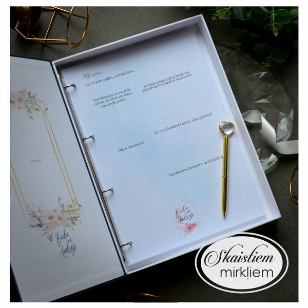 Viesu grāmatas atvērums ar individuāli pielāgotu anketas saturu