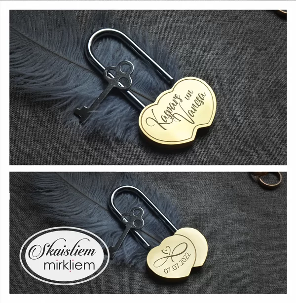 Kāzu slēdzene Kaspars un Vanesa ar personalizētu abpusēju gravējumu