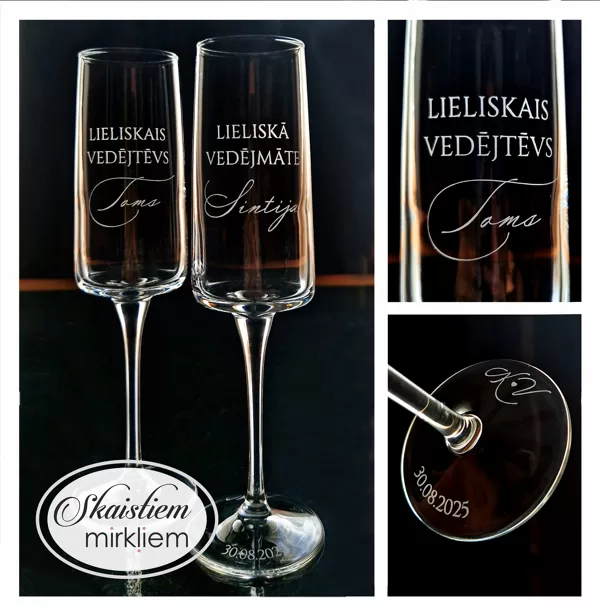 Glāzes "Lieliskā vedējmāte Sintija" un "Lieliskais vedējtēvs Toms"