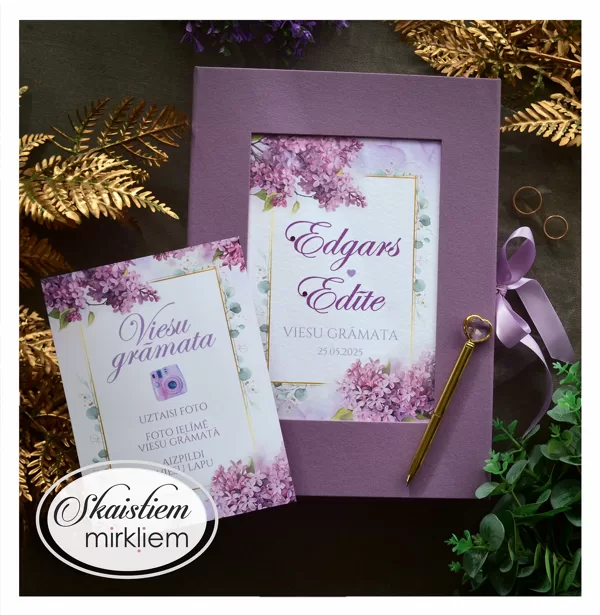 viesu grāmatas violetos toņos