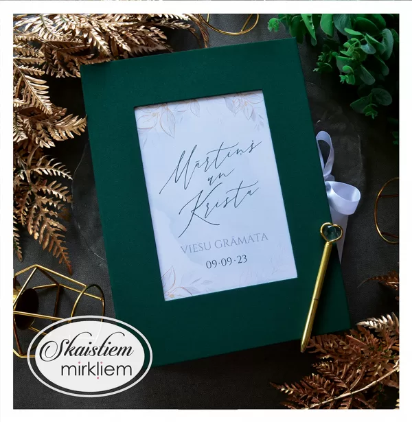 Personalizēta viesu grāmata kāzām ar anketām un elegantu noformējumu