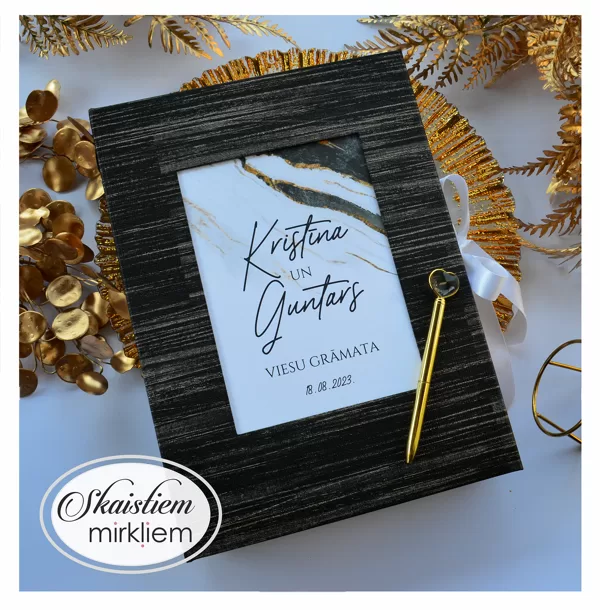 Dekoratīvā materiāla viesu grāmata ar elegantu printu un personalizētu anketu saturu