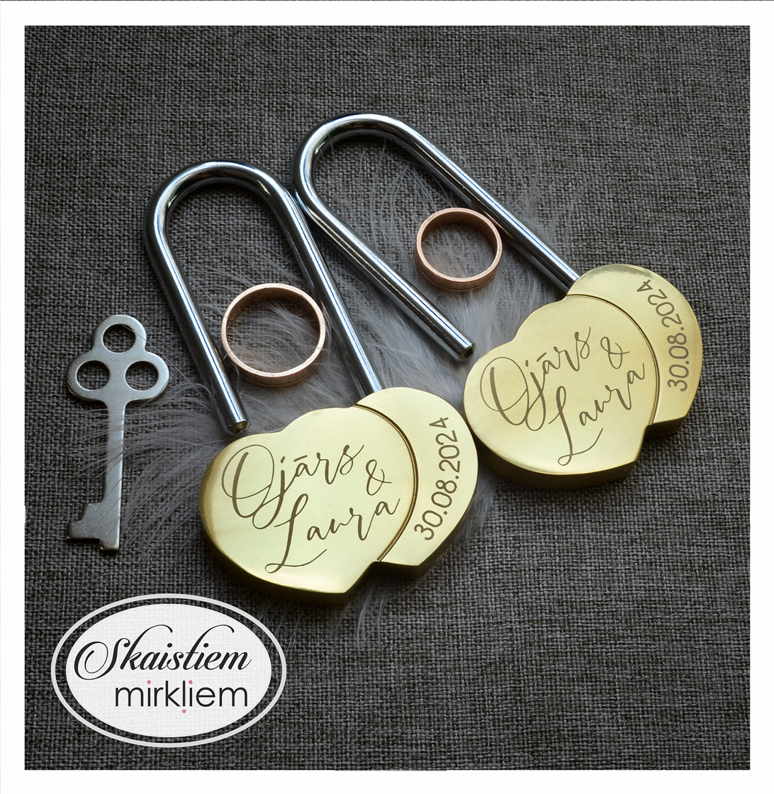 Kāzu atslēga ar gravējumu un vārdiem - personalizēta dāvana kāzām - Skaistiem mirkļiem