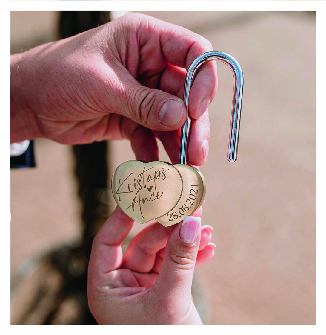 Kāzu atslēga ar gravējumu un vārdiem - personalizēta dāvana kāzām - Skaistiem mirkļiem